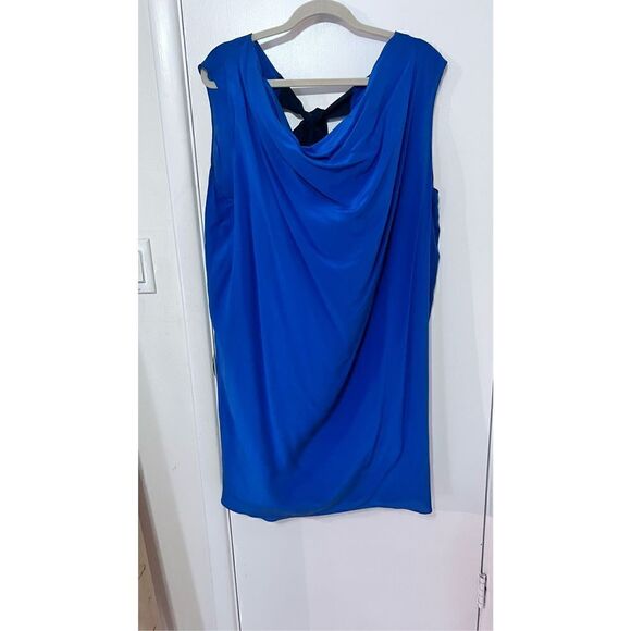 GEREN FORD BLUE SLEEVELESS SCOOP NECK BLOUSE BACK TIE SIZE L SILK - Picture 4 of 10